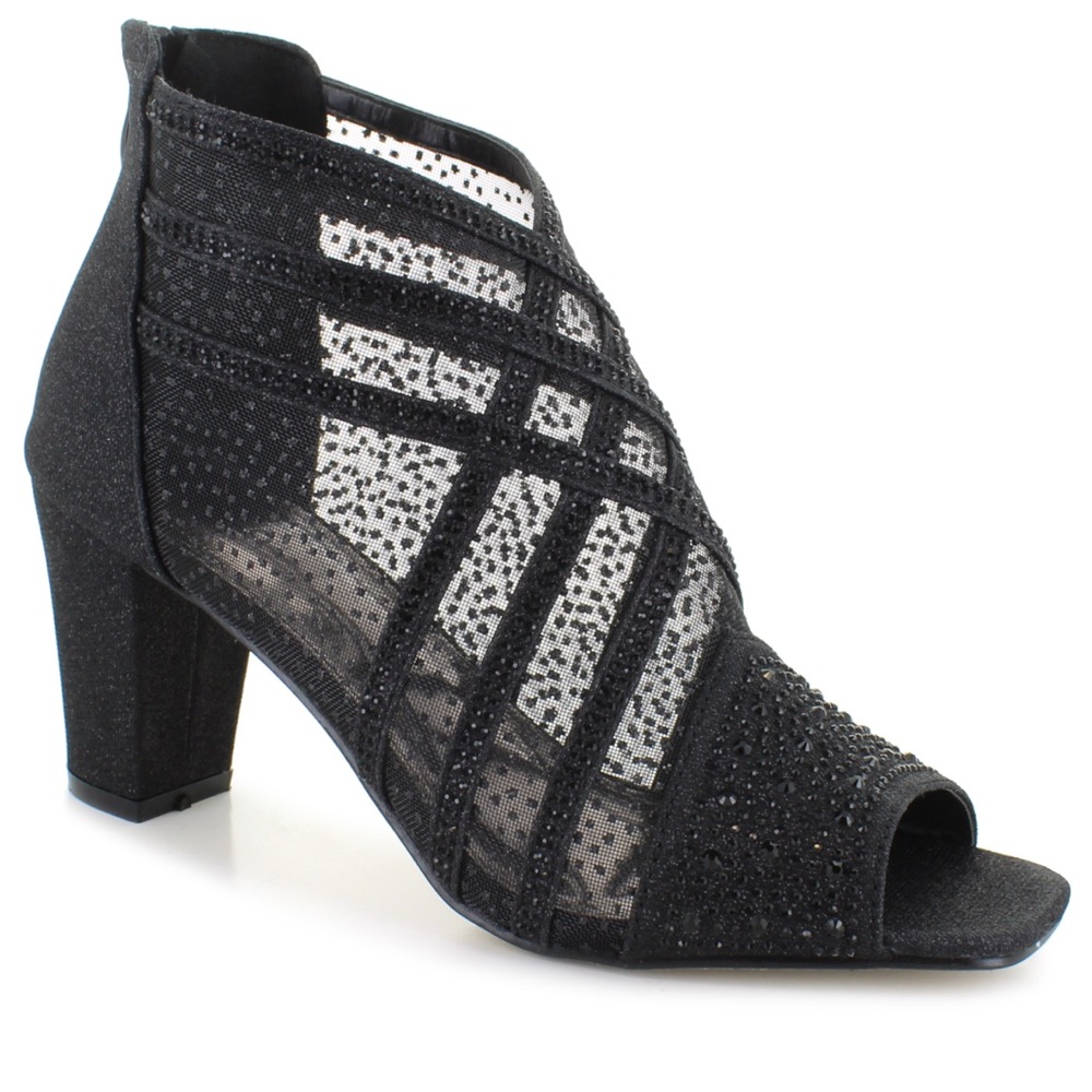 Women's black peep toe beaded Shoes